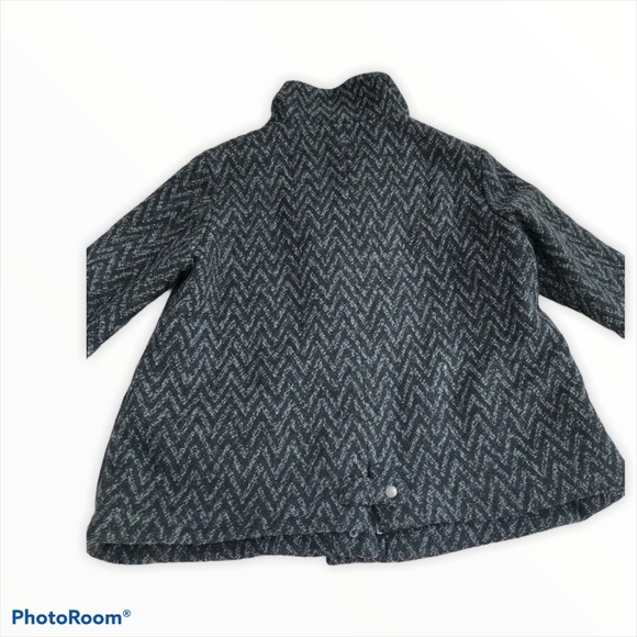 PRANA Med wool jacket Thick Black Gray Chevron - Picture 10 of 13